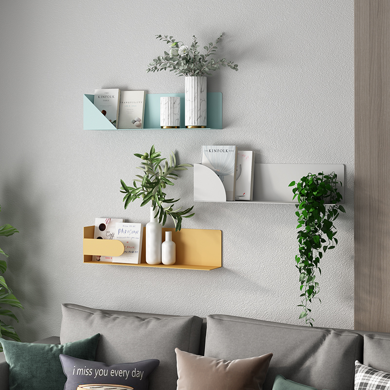 北欧墙上铁艺置物架客厅电视沙发装饰架卧室收纳书架玄关壁挂隔板