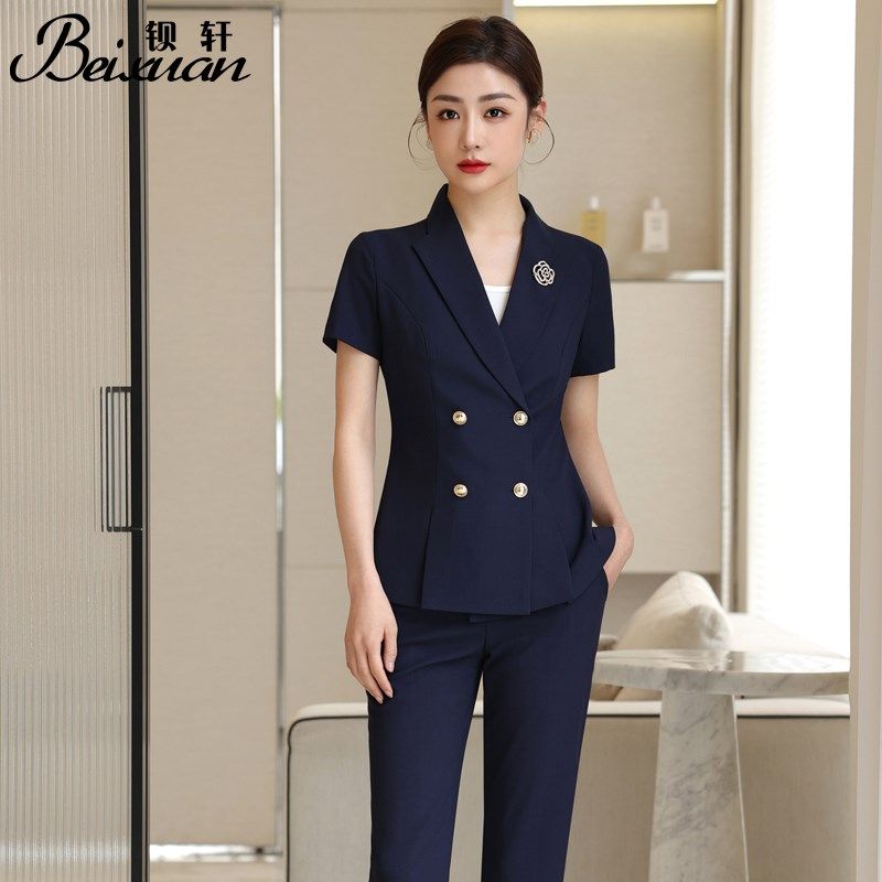 西装套装女2023夏季新款高端公务员面试职业正装小个子短袖工作服