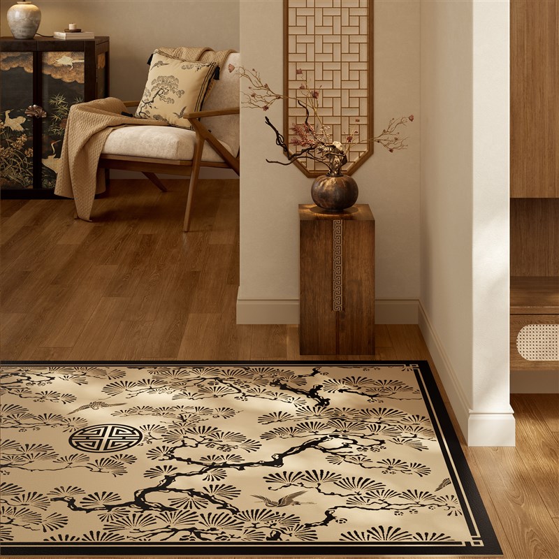 喜即松鹤延年新中式入户门地垫门口进门脚垫门垫地毯家用垫可裁剪