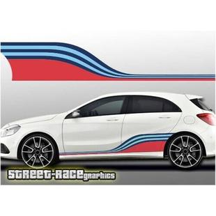 适用于奔驰A级AMG车身贴纸三色条纹车贴侧裙车贴A945