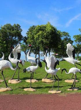 户假外饰仿真仙鹤雕塑花园景观园林水池白鹤庭山院装品qfy008丹顶