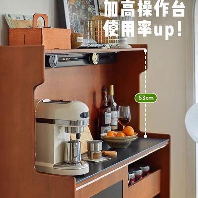 实木岩板餐边柜一体靠复玄古美式关-柜小户型厅客中古储墙物柜