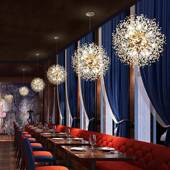 蒲公英烟花吊灯服水餐厅灯现代简晶约卧室吧台装 店红铺橱窗网367