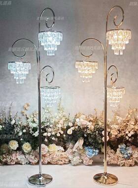新款礼具堂欧式铁电镀水晶吊F97J6MJH灯婚庆道灯冰晶条路引花艺布