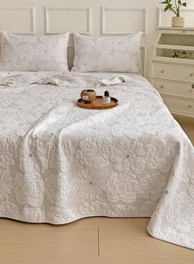 新款棉盖三件套纯棉夹棉单绗缝盖全毯床纯色刺绣床86805榻榻米炕