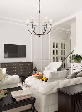 创意美式18387乡服村简约复铁艺灯客古厅餐厅卧室装吊店民宿灯具