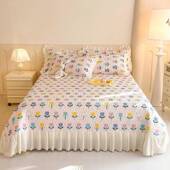 绗缝夹棉大JFR 新款 盖式 0152花边床加棉纯韩色印花床加厚防滑裙三