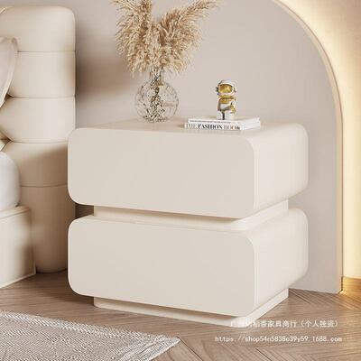 奶油实木床头意式极卧室收纳柜柜MIB简约现代整风装落地床边小简