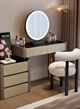 2YUF0奶25新款实木油风代梳妆台现卧室简?约化妆桌斗柜一体小型收