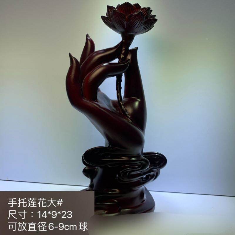新款jrzZpn2k手托莲花水球树晶脂底座塑摆件办公玄关卧室装厅客会