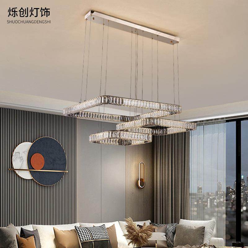 轻客奢水晶灯方形21105厅主风灯大厅卧室餐间厅房灯具智能调光