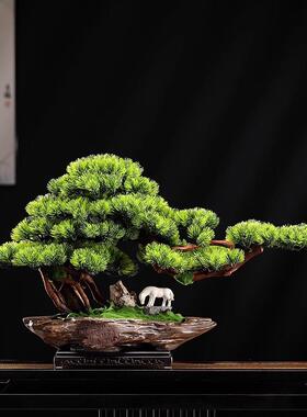 中式仿装真迎客松绿tb-64419植客造景摆关件厅盆景办公室室内盆栽