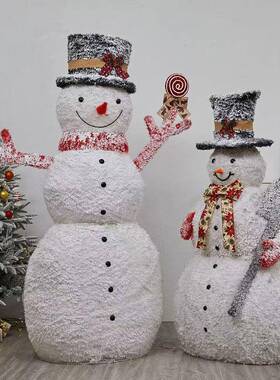 圣节树下橱发诞光雪人商场大酒店窗型摆件装饰品358圣诞老人场景