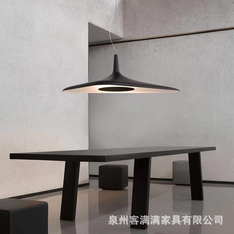 极现简桌会议桌原木公桌黑办色全实木长桌代会议桌洽谈客厅大板桌