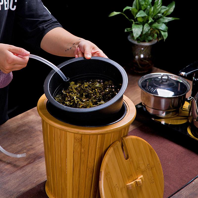 中式竹制茶桶水桶过滤桶垃圾号储水茶渣方形矮小号大客海纳百川厅