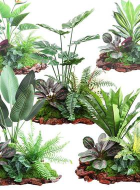 仿真花花摆花设假户外庭院箱龟背叶装饰摆造件植物XIK仿真绿植景