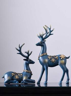 代轻奢现F87HHST6麋鹿摆件家居客厅电视酒柜装饰品柜梅桌面玄关摆