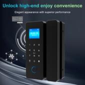 免有布618SJ线玻璃门指纹锁彩屏双门单门办公室密框码 框锁无电子