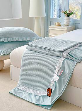 可机洗韩全式CJO色荷叶边棉棉床盖三件纯套榻榻米四季通用双人纯