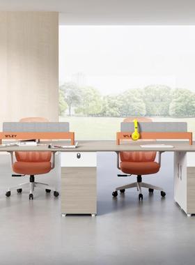 源头工办公桌四人位员工位职员员钢架简约代现PSM带柜白色职桌