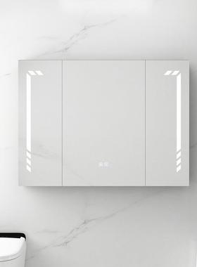 智能浴室镜柜卫生间雾带灯镜子箱除VBJ挂壁储物格太空铝挂墙式单