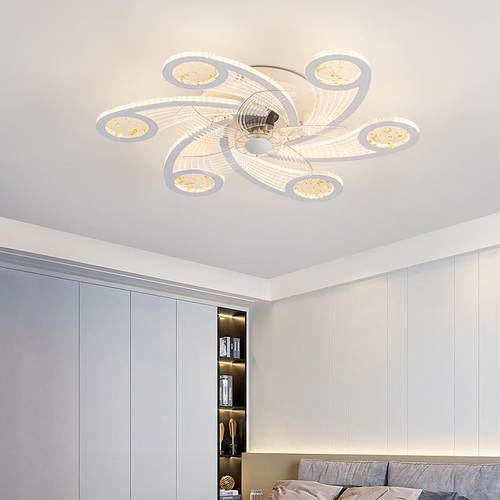 现代简约LED吸意顶风扇灯客厅厅餐719卧室术创智能一体吊扇艺灯