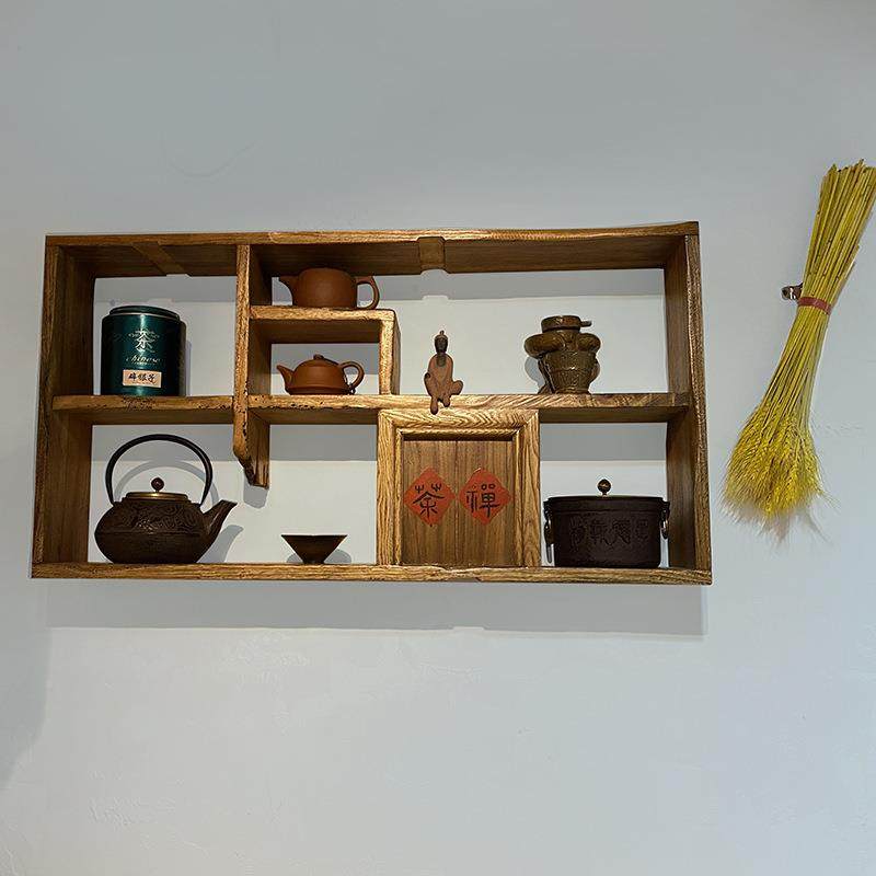 实木墙创意长方上形架置物房间卧室装饰品多层壁架古中式墙壁WPT