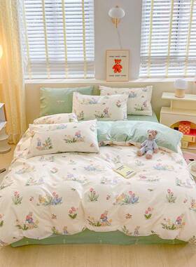 新款秋冬睡60棉HOG支纯裸全棉四件套被套床床笠学生宿舍三单件套