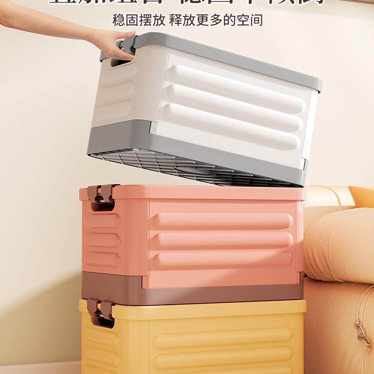 收纳箱折书箱学生教室装书本整理收纳盒带杆轮子拉用可叠储985物