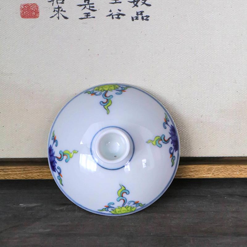 艺陶家用贴花并虹蹄莲瓷三才盖碗套装陶瓷盖GYG茶具泡茶碗碗