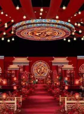 婚庆具吊顶架子铁艺FGP帘双环层圆道线架婚礼堂大厅吊顶装饰水晶