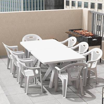 加厚塑VCG料餐桌餐椅户外排档防耐用桌椅合夜市烧烤摊桌组水椅大