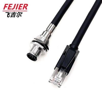 RJ455连接器工业以太网VDA装信视频传输号CAT网线8芯板前安航空插