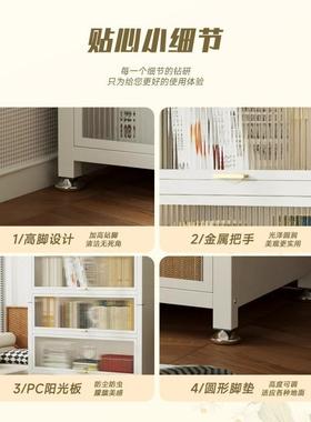 家用制柜带钢门置物架落地多层书防收尘书架卧室客厅展WHV示纳储
