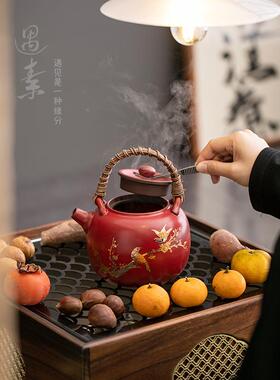 陶瓷炉茶壶围炉茶家HCL用室内罐罐茶煮茶炭火煮茶器茶炉煮红色茶