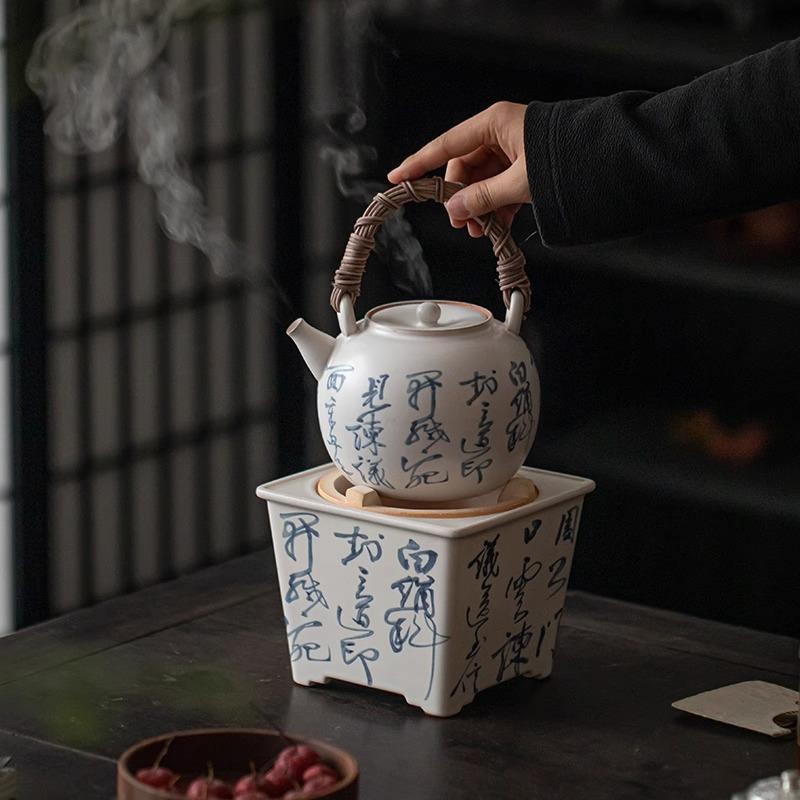 日式陶瓷罐罐茶壶炭炉泡茶壶小火炉tssc0008复古手绘煮茶茶炉围炉