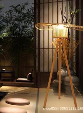 日地式榻榻米实木脚可拆卸竹编架氛围灯罩客厅83003书房室茶落灯