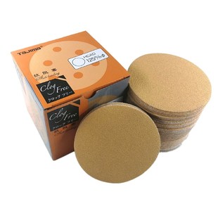 5寸6孔植绒黄砂自粘植绒砂纸汽车补漆美容腻子干磨打磨抛光5寸8孔