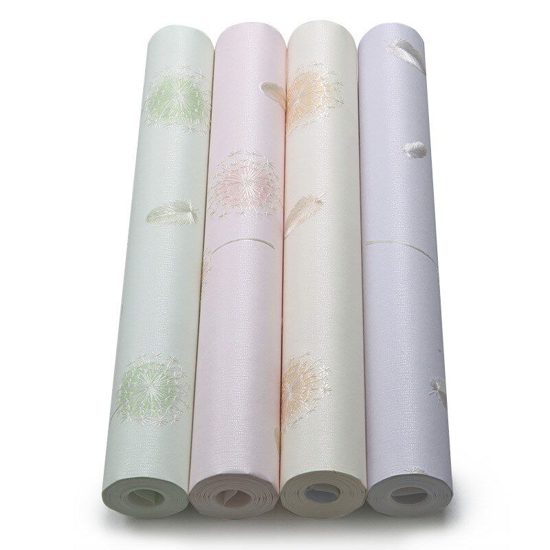 粉色蒲公英壁纸现代简约清新电视背景墙田园风格小碎花墙纸绿色