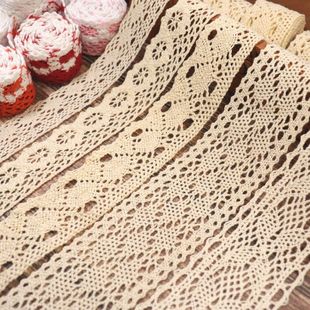 10米棉线花边辅料米色全棉镂空蕾丝手工布艺沙发床单配饰窗帘装 饰