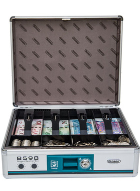 金隆兴B598铝合金手提钱箱收银箱收银盒子现金盒装钱箱提款箱带锁