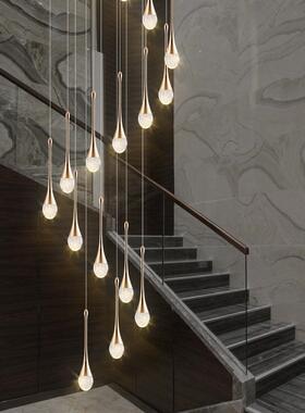 新款约13738现代简晶楼梯吊灯复式楼中楼餐厅别墅旋转楼梯灯客水