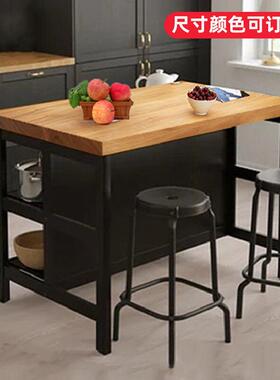 开式厨房中台单独制可SYU移动料理台吧桌一体家用实放木岛餐定边