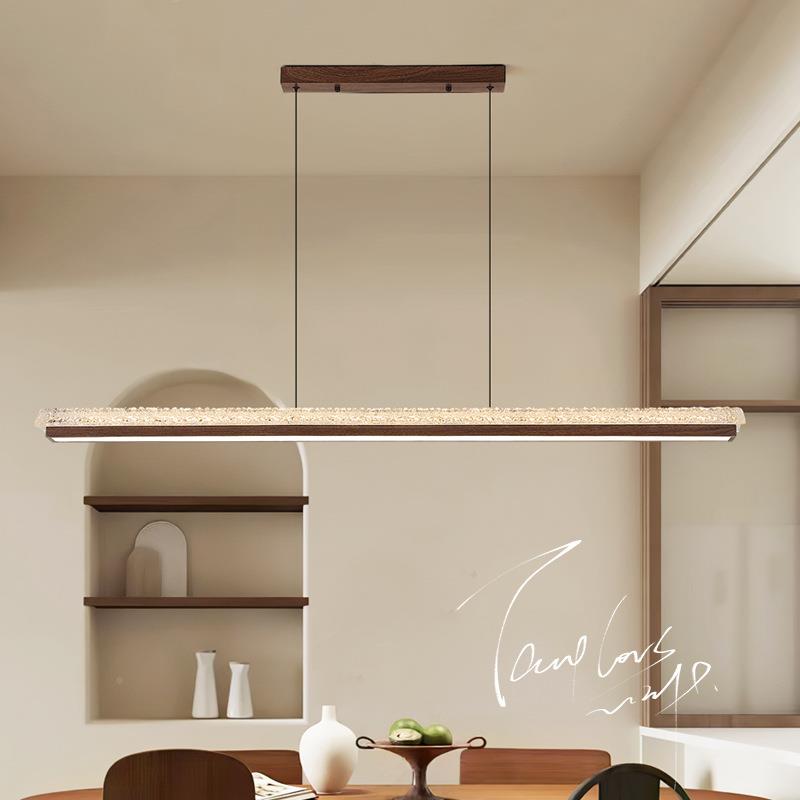 意极简全设铜树脂计师餐厅吊式灯冰裂纹197一字台长条灯简约现代