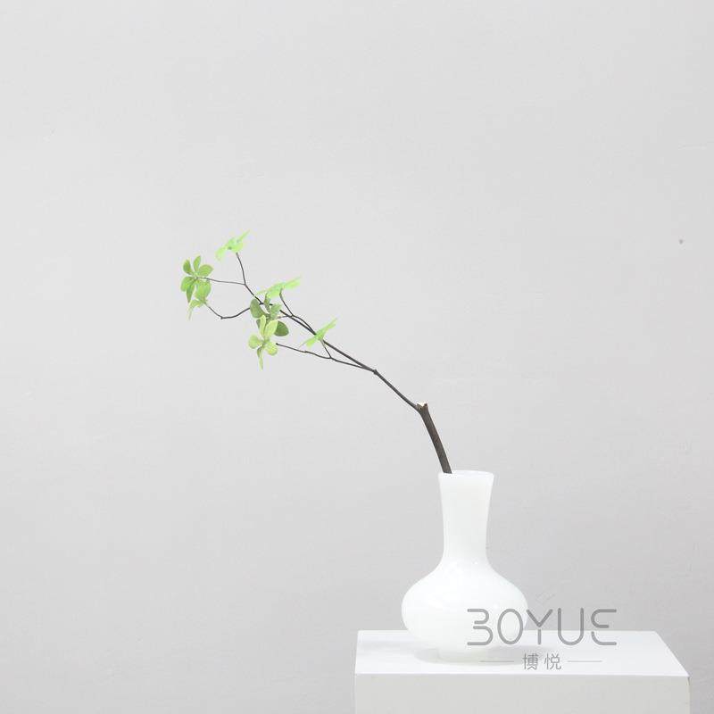 新中式创QKM意简约间色琉璃瓶样花板客白厅博古架玉净瓶干花鲜花