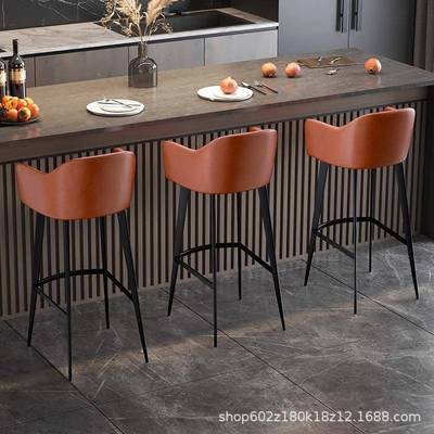 现代简约吧台椅7高吧脚凳高岛台餐椅子高端轻奢家用7259靠背台凳2