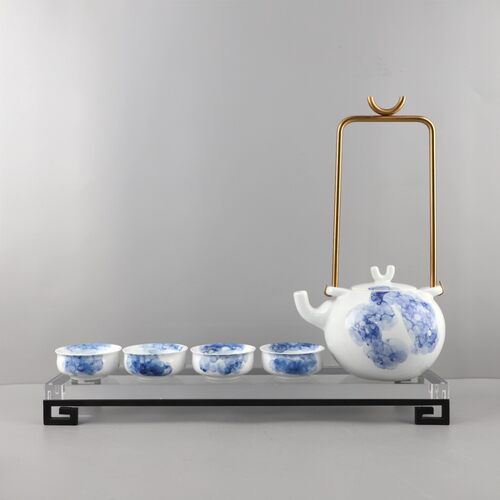 新中式青花陶瓷茶具茶托组合套装客厅茶几酒店办公室软装家居饰品