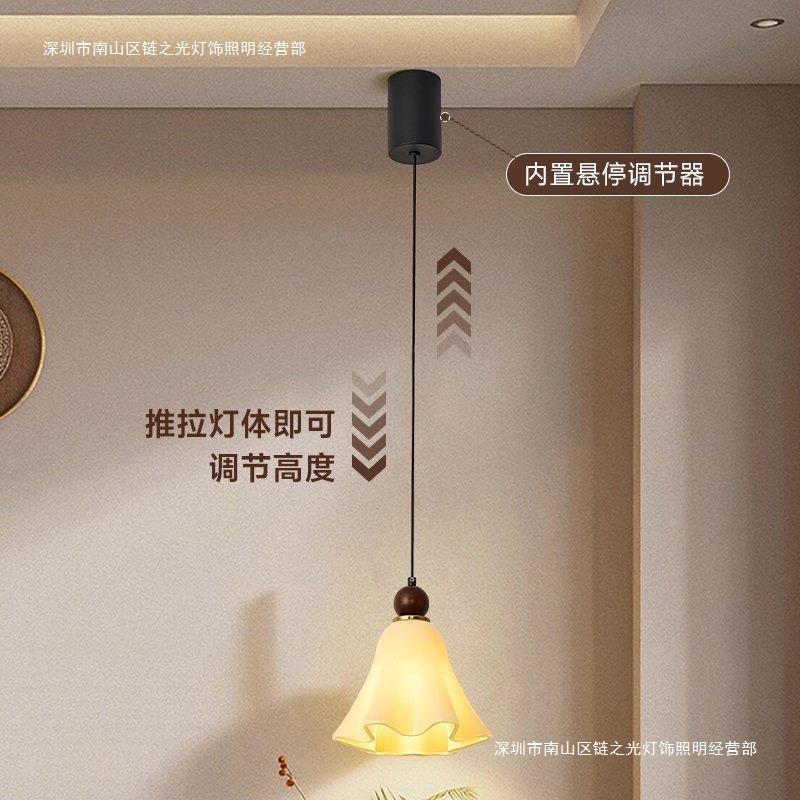 中古奶油风床头璃玻小吊灯橙色复古吧洋风卧室吊线灯台玄780关南