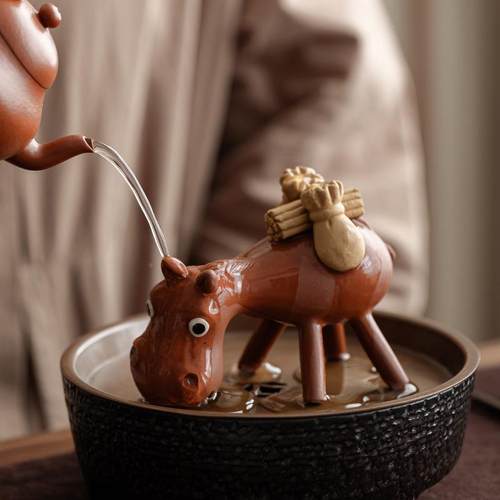 宜紫砂茶宠毛驴摆件雕塑招兴财进宝卡茶具创茶通道配件TXT意陶瓷