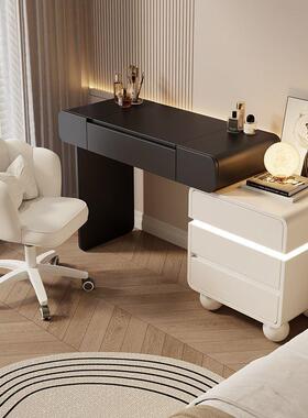 梳盖妆台斗柜油体奶风加NWV厚小户型新款翻化妆镜实木可伸一缩化